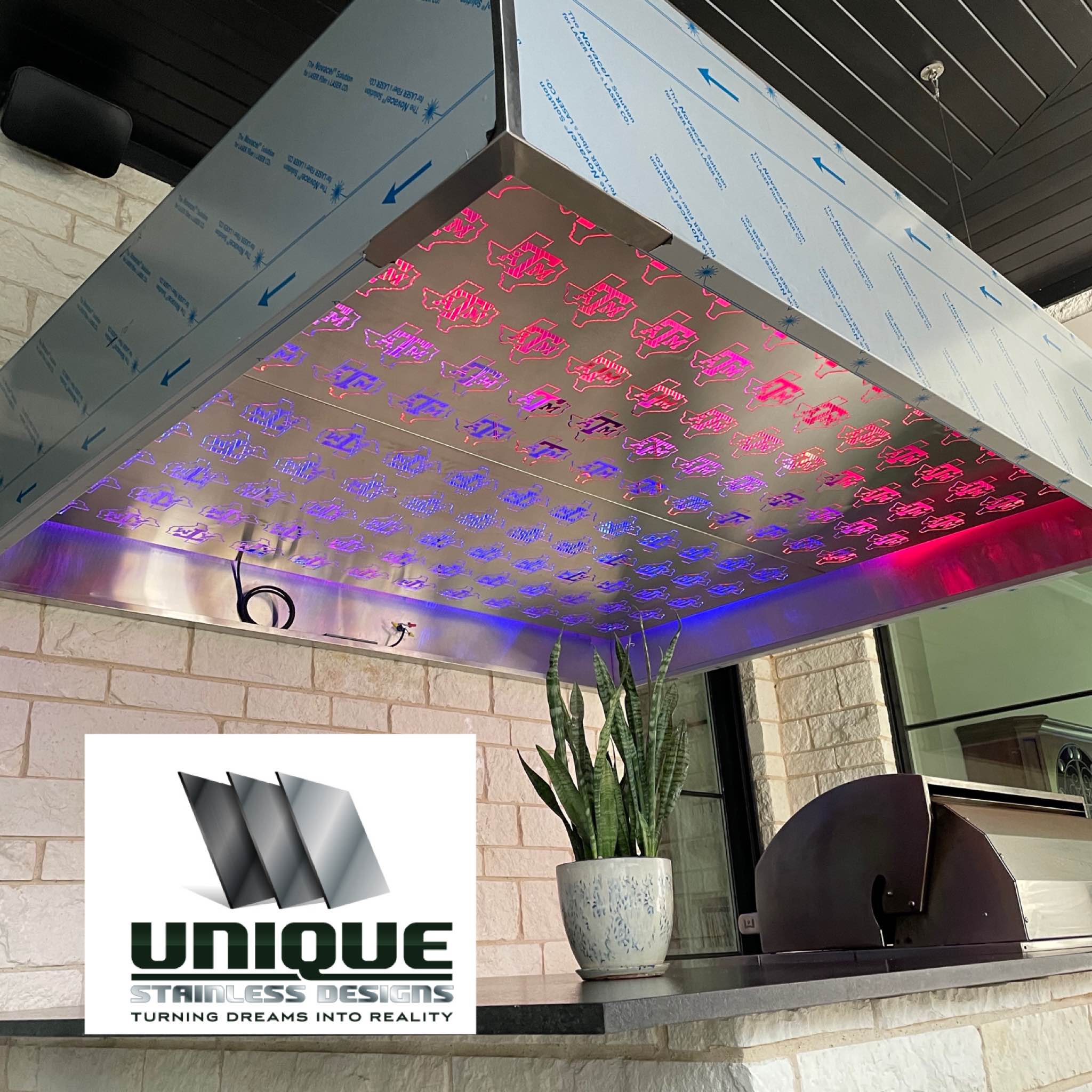 Custom Outdoor Vent Hood with LED