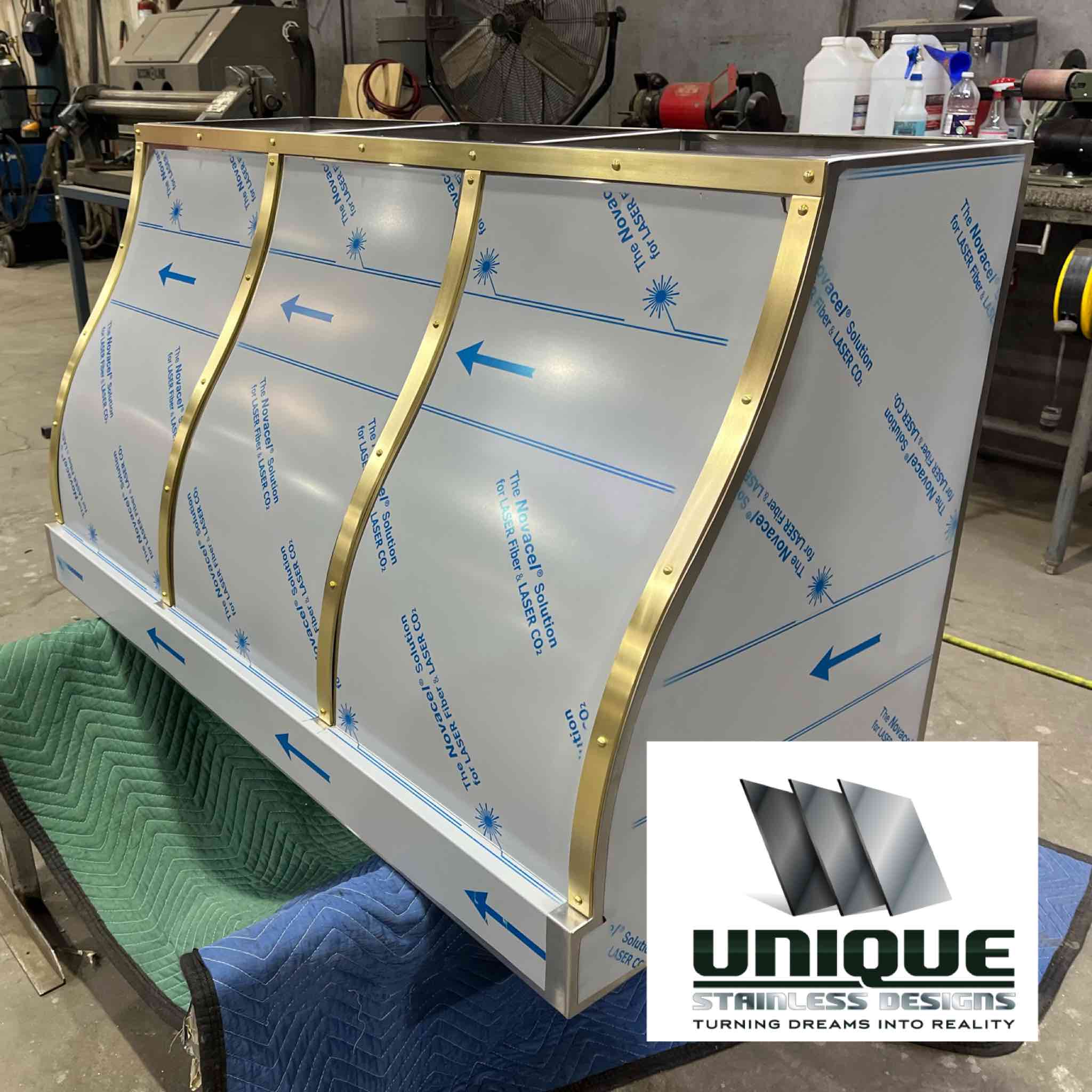 Custom Range Hood Stainless Brass